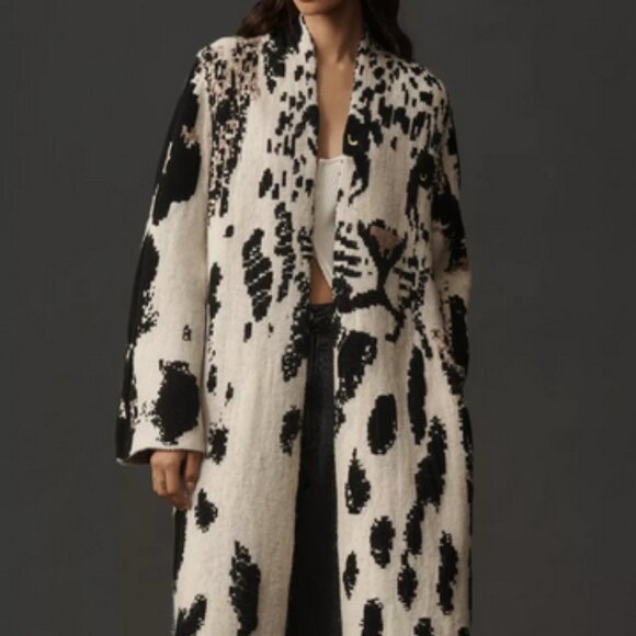 Anthropologie Pilcro Leopard Print Sweater Duster Cardigan Jacket XS XXS NWT - Picture 4 of 8